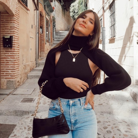 ZARA | Bloggers Fave Black Croc Faux Leather Bag - Picture 5 of 16